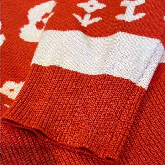 Floral Orange-Red Women's Sweater - Picture 7 of 9